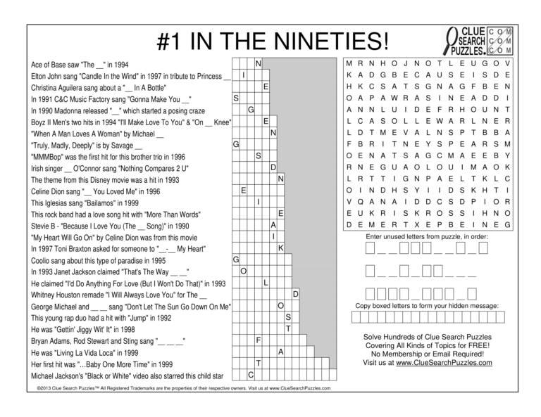 1 in the nineties trivia quiz