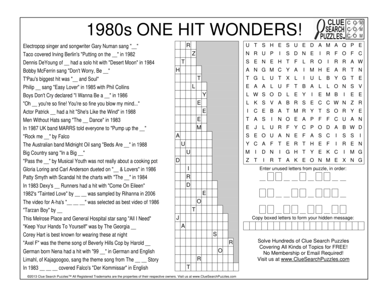 1980s one hit wonders trivia quiz