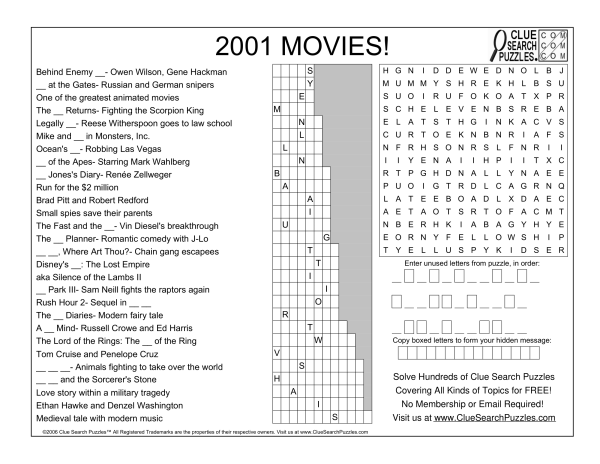 2001 MOVIES TRIVIA QUIZ