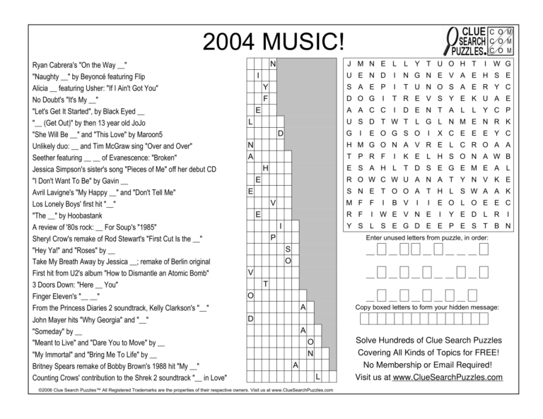 2004 music trivia quiz