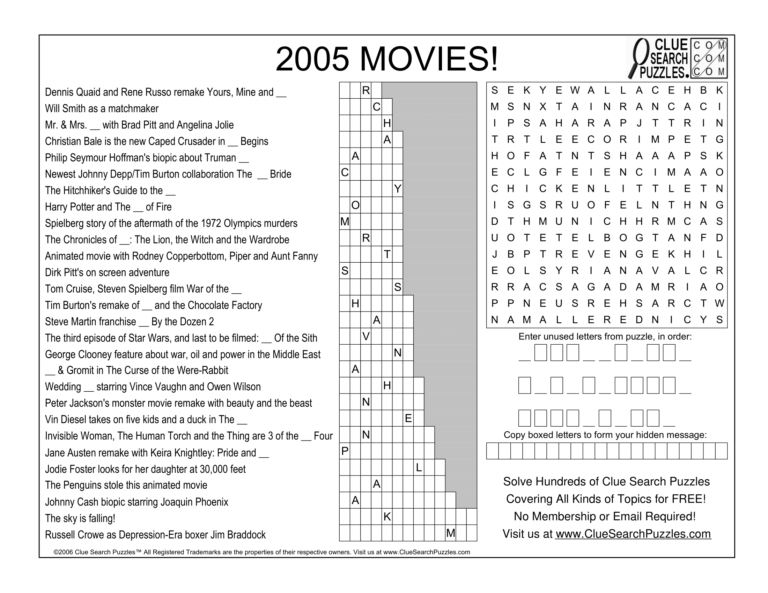 2005 movies trivia quiz