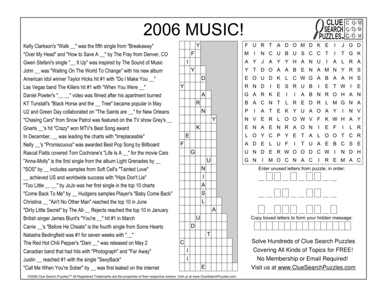 2006 music trivia quiz