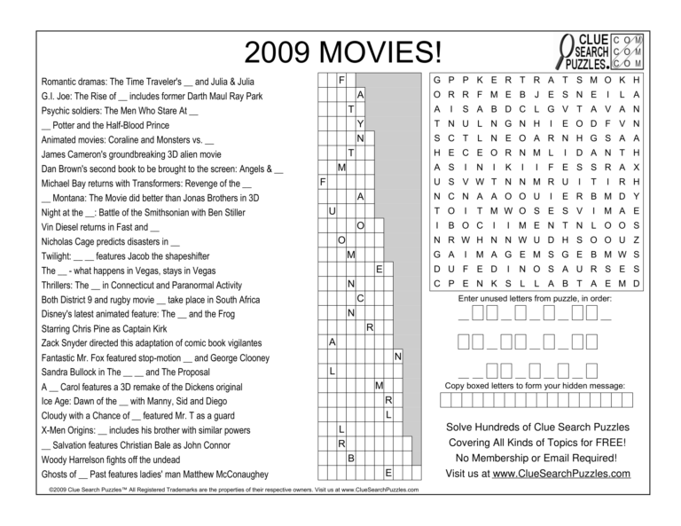 2009 movies trivia quiz