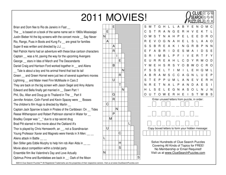 2011 movies trivia quiz