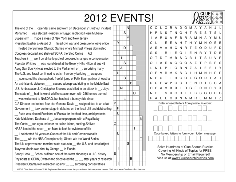 2012 events trivia quiz