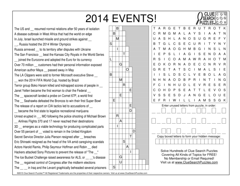 2014 events trivia quiz