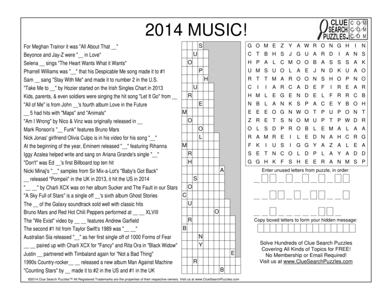 2014 music trivia quiz