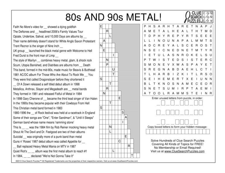 80s and 90s metal trivia quiz