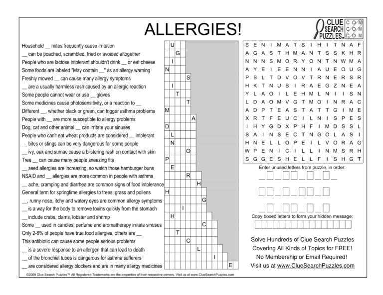 allergies trivia quiz