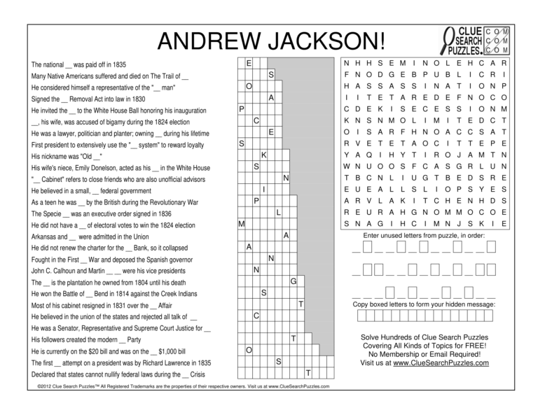 andrew jackson trivia quiz