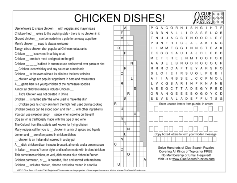 chicken dishes trivia quiz