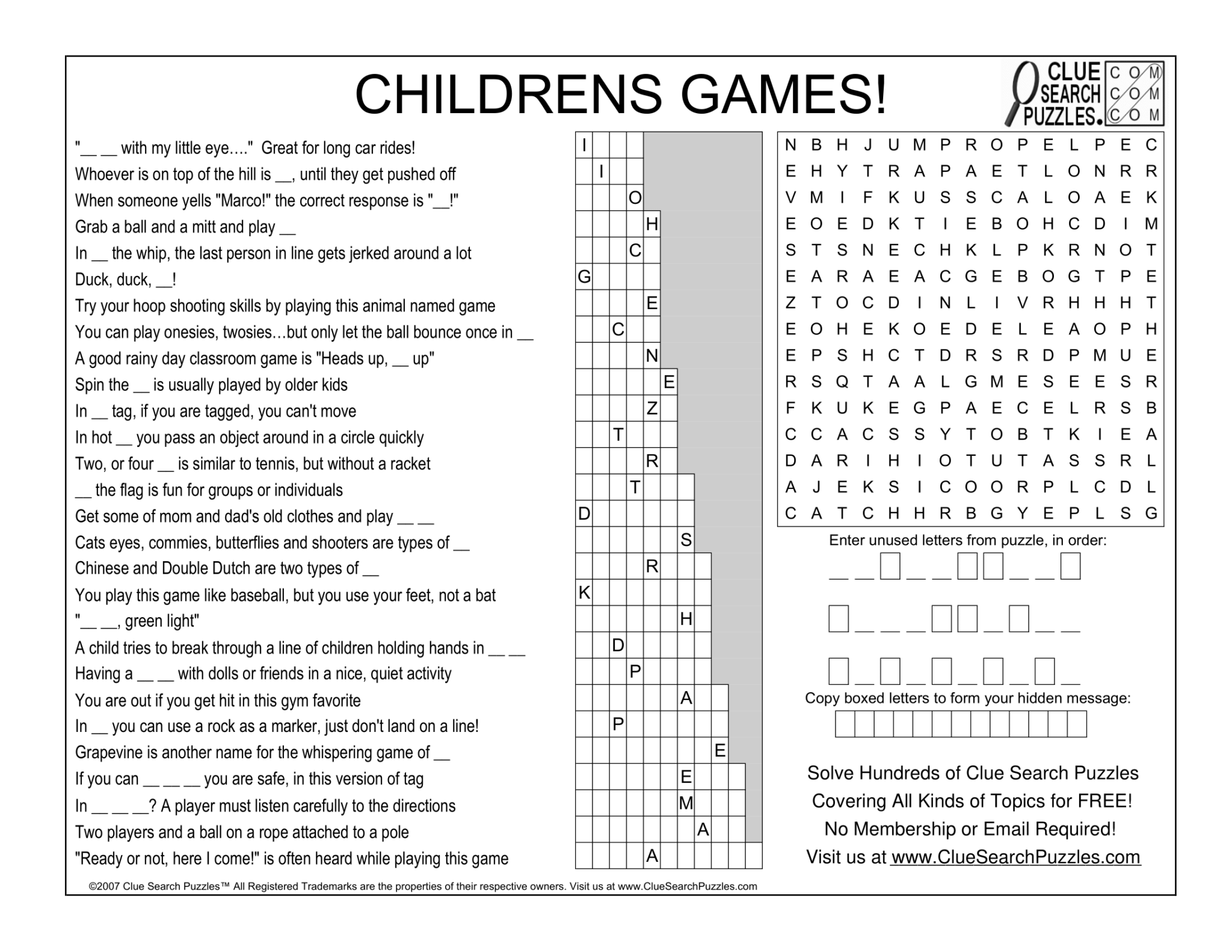 CHILDRENS GAMES TRIVIA QUIZ