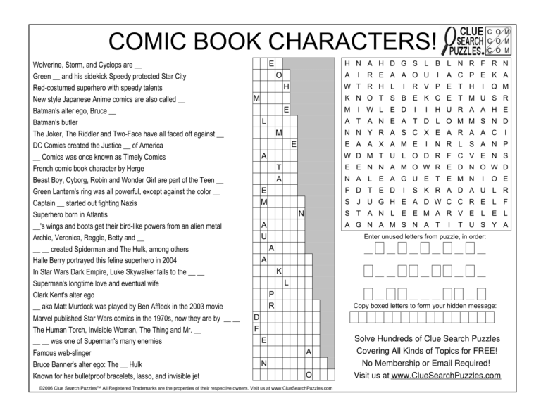 comic book characters trivia quiz
