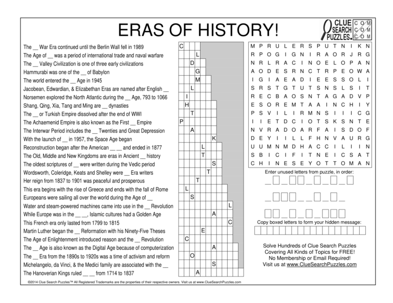 eras of history trivia quiz