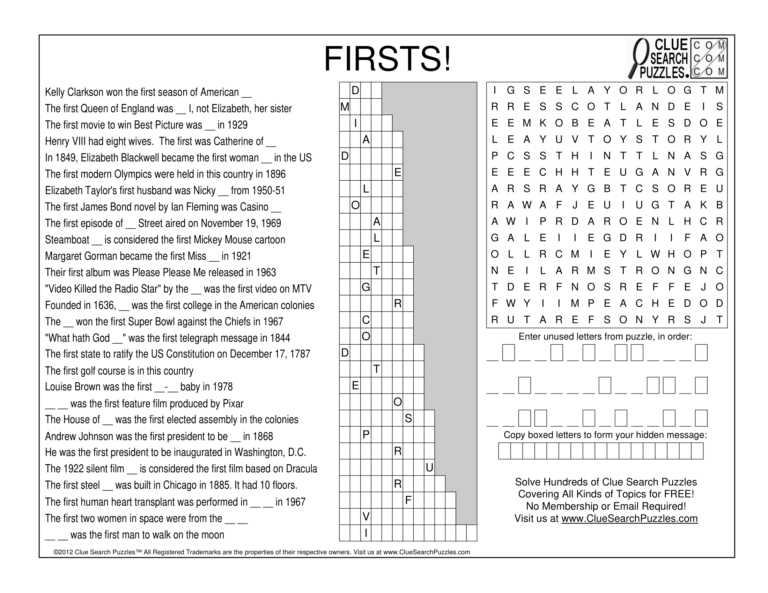 firsts trivia quiz