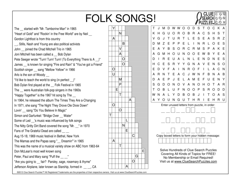 folk songs trivia quiz