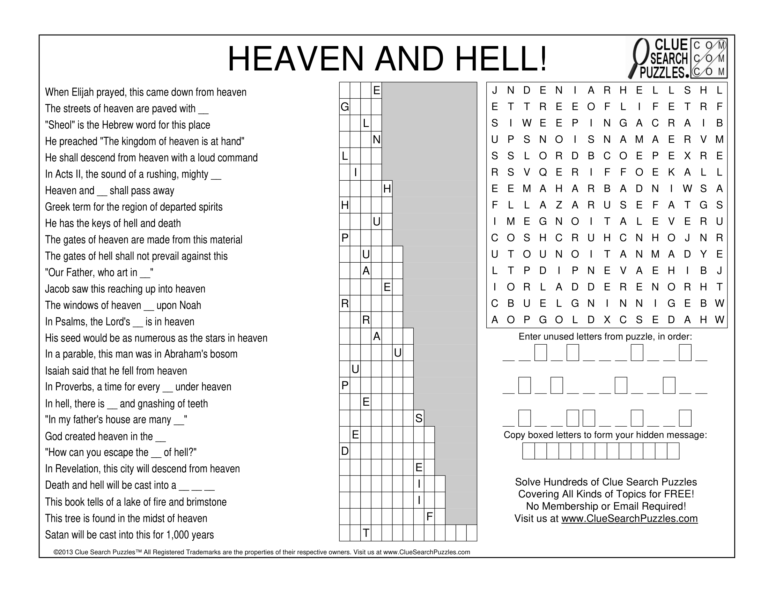 heaven and hell trivia quiz