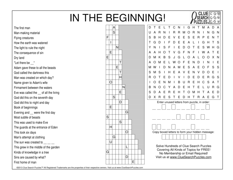 in the beginning trivia quiz