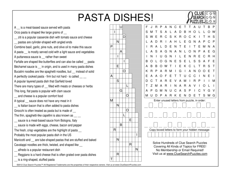 pasta dishes trivia quiz