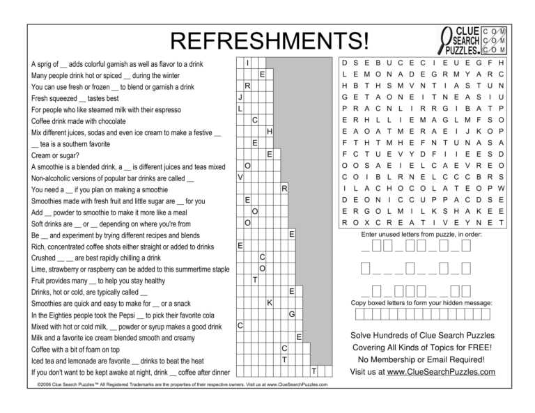 refreshments trivia quiz