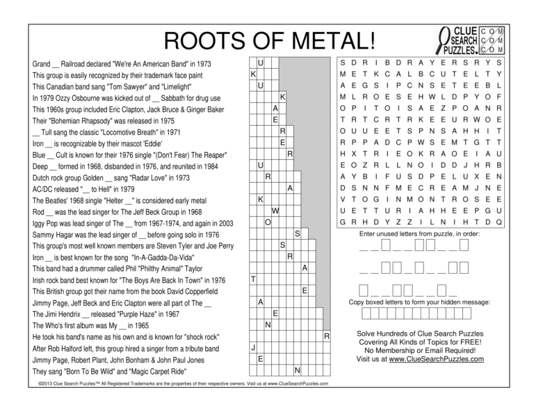 roots of metal trivia quiz