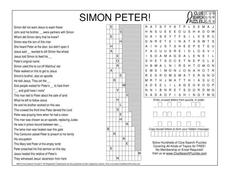 simon peter trivia quiz
