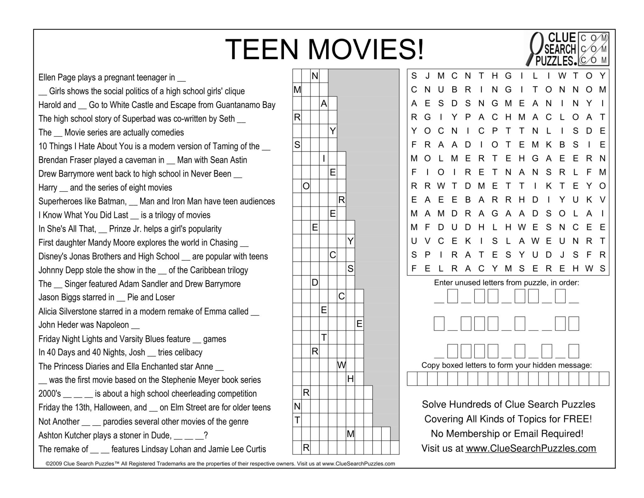 TEEN MOVIES TRIVIA QUIZ