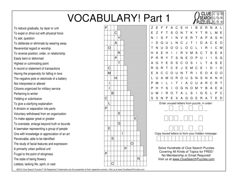 vocabulary part 1 trivia quiz