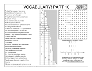 vocabulary part 10 trivia quiz