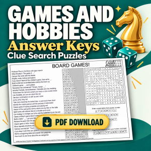 Games and Hobbies Package — downloadable puzzle answer keys